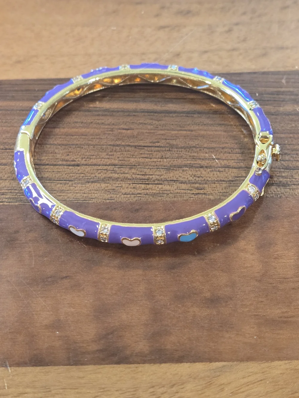 ​💜 Charming Purple Enamel & Heart Bangle Bracelet ✨